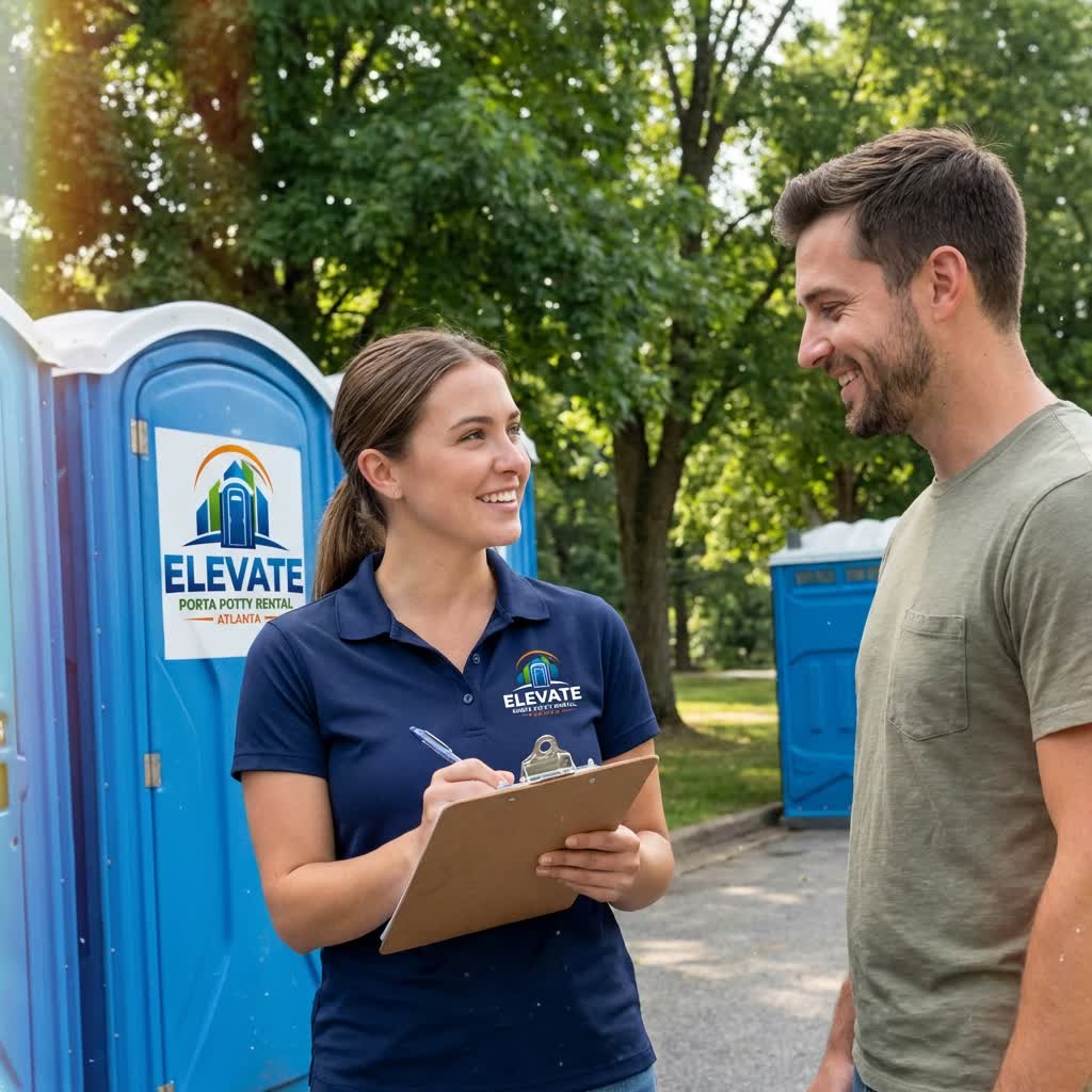 Wedding restroom trailer setup